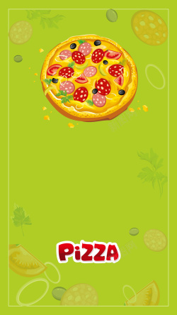 绿色披萨美食车绿色卡通披萨食材H5背景素材高清图片