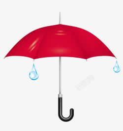 下雨效果红色的雨伞高清图片