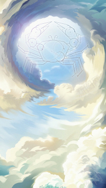星座物语巨蟹座白云H5背景素材背景