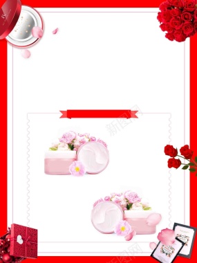 红色玫瑰浪漫七夕促销海报背景模板背景