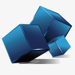 蓝色抽象盒子图案素材