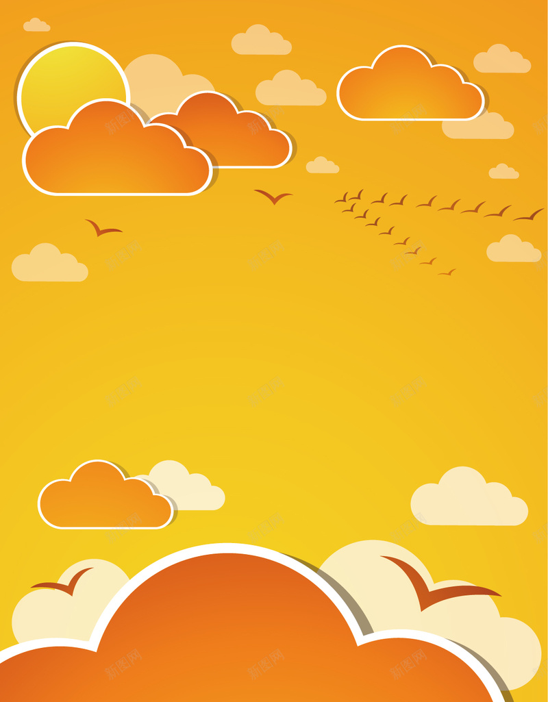 卡通橙色云朵h5背景jpg设计背景_新图网 https://ixintu.com 扁平化 云朵 卡通 开心 温暖 H5 h5 扁平 渐变 几何