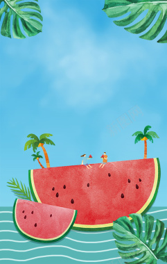 夏天创意西瓜卡通背景背景