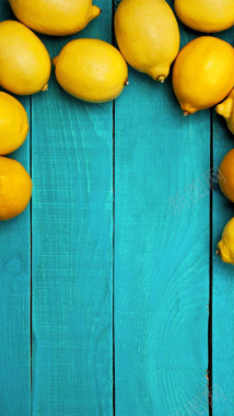 柠檬水果黄色蓝色H5背景背景
