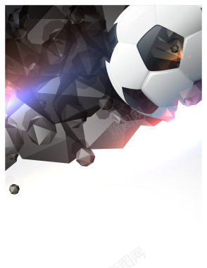 抽象几何黑色多面体足球海报背景素材背景