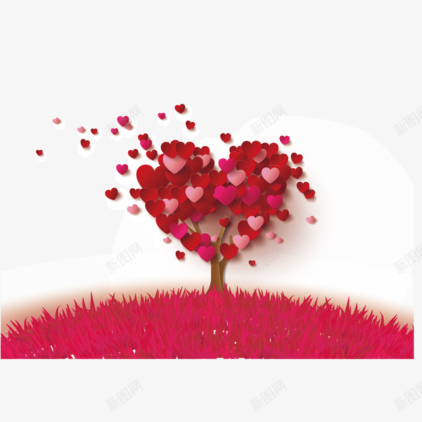 免抠浪漫的爱情树ai免抠素材_新图网 https://ixintu.com 一棵树 亲情树 心形 折纸 折纸设计 爱情树 矢量 装饰图案