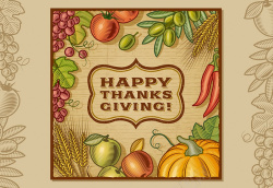 欢乐感恩节食物手绘背景