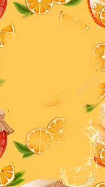 橙色果汁橙子商业PSD分层H5背景素材背景