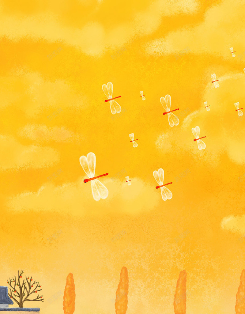 夏天蚊子卡通H5背景jpg设计背景_新图网 https://ixintu.com 橙色 夏天 蚊子 卡通