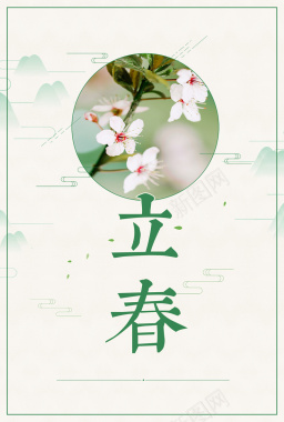 传统节气浅绿色清新立春花朵背景背景