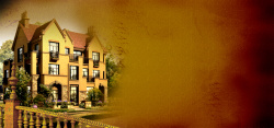 黄色别墅房地产大气土黄色海报背景高清图片