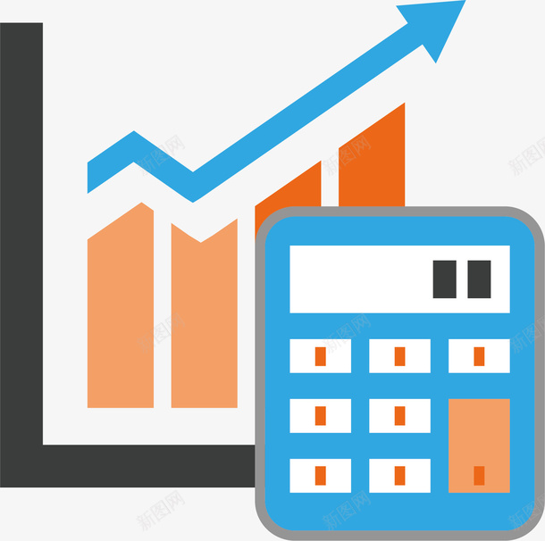 矢量图销售额的增长图ai免抠素材_新图网 https://ixintu.com 矢量图 图案 蓝色箭头 计算器 销售额 卡通