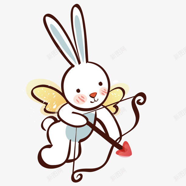 射爱心箭的兔兔ai免抠素材_新图网 https://ixintu.com 兔兔 爱心 爱情 矢量