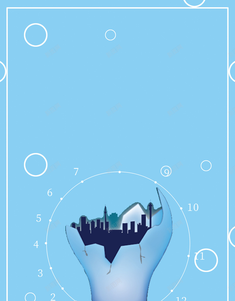 极简风地球一小时公益海报psd设计背景_新图网 https://ixintu.com 创意 城市 灯泡 蓝色 边框 公益 爱护地球 熄灯一小时 地球一小时
