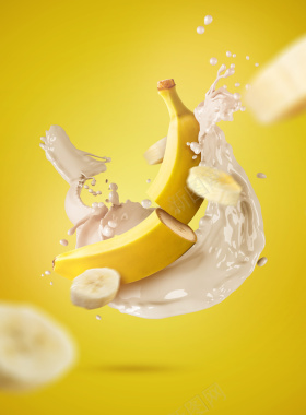 小清新香蕉水果广告背景