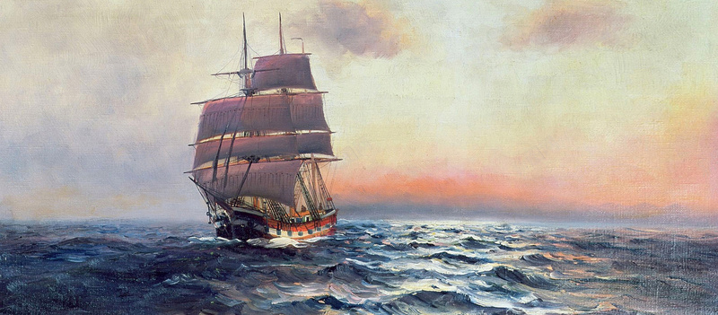 水彩帆船航海背景背景