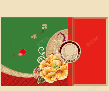 中国风精美牡丹花中秋节背景素材背景