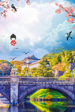日本风情梦幻唯美日本风情旅游宣传海报背景素材高清图片