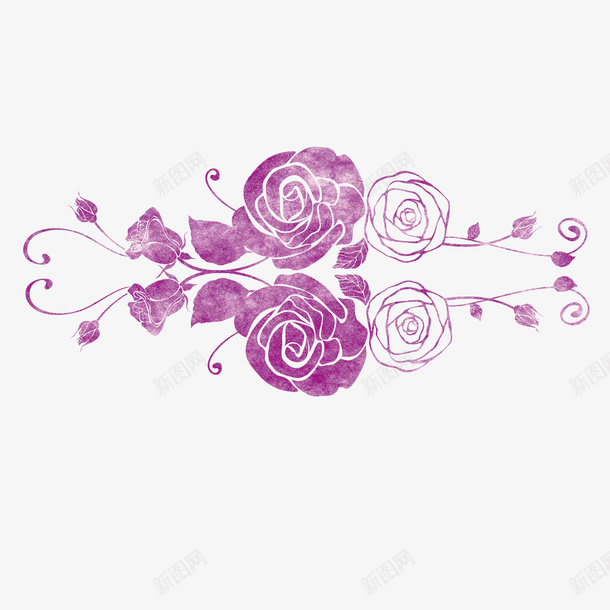 紫色玫瑰花装饰图案设计ai免抠素材_新图网 https://ixintu.com 玫瑰花 手绘设计 玫瑰花简笔画 植物设计 平面设计 矢量文件 图案