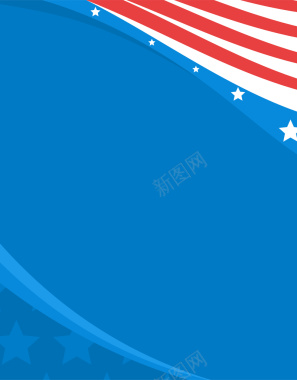 卡通手绘抽象美国国旗蓝色背景素材背景