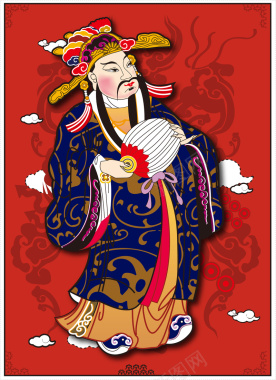 中国传统神话人物财神爷背景素材背景