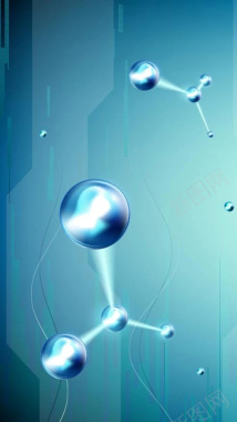 蓝色科技感分子结构图H5背景元素背景