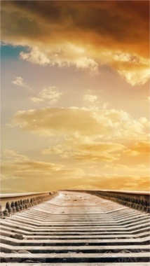 风景天空乌云黄色铁路H5背景素材背景