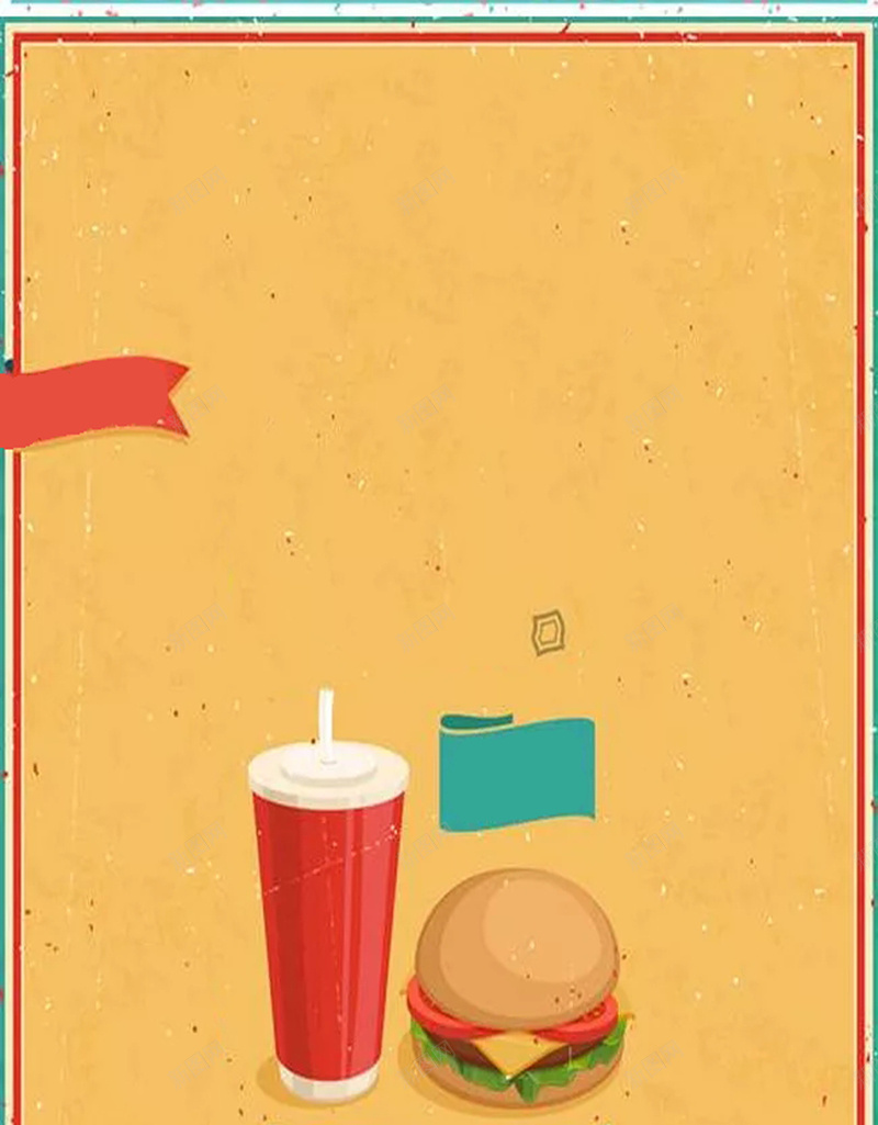卡通食物海报背景psd设计背景_新图网 https://ixintu.com 卡通 可乐 手绘 插画 饮料 汉堡 纯色 食物 吸管 杯子