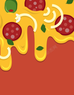 切片披萨卡通手绘切片芝士披萨美食西餐海报背景素材高清图片