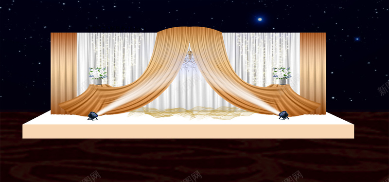 婚礼舞台eps设计背景_新图网 https://ixintu.com 橙色 黄色 舞台 灯光 海报banner 摄影 风景