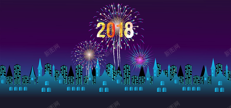 2018创意城市bannerpsd设计背景_新图网 https://ixintu.com 新年快乐 节日素材 新年 春节 狗年 节日海报 2018 艺术字体 2018创意 字体城市