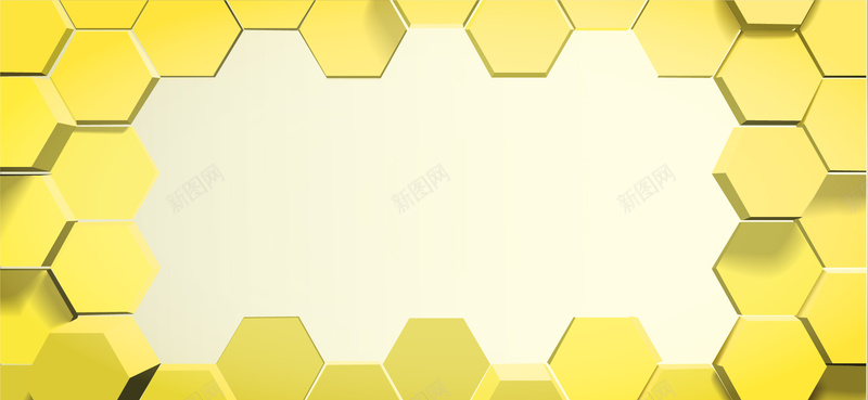 黄色立体蜂窝装饰banner背景背景