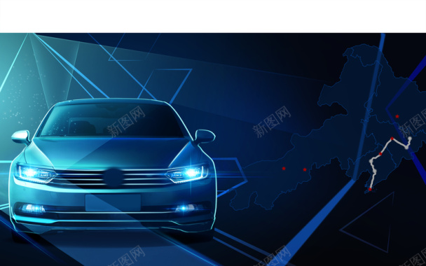 蓝色科技感汽车海报背景素材背景
