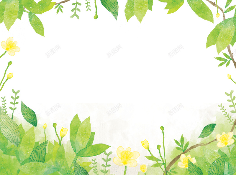 绿色手绘树叶背景psd设计背景_新图网 https://ixintu.com 绿色 手绘 树叶 叶子 花朵 线条 水彩 卡通 童趣