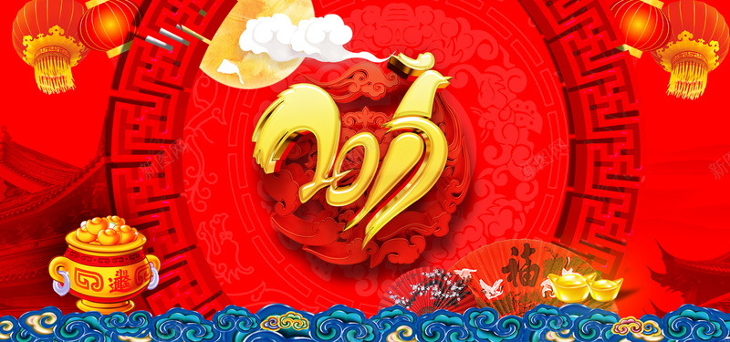 新年红色中国风背景背景