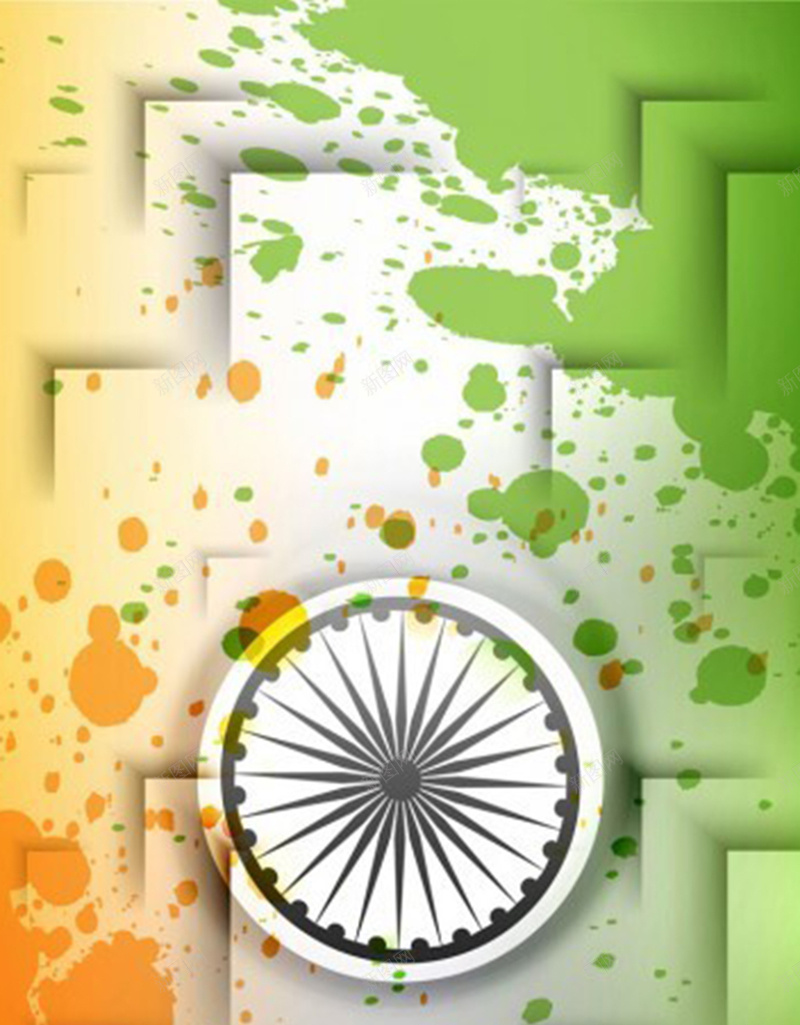 印度元素背景图jpg设计背景_新图网 https://ixintu.com 印度 扁平 泼墨 转轮 黄绿 H5 h5 渐变 几何