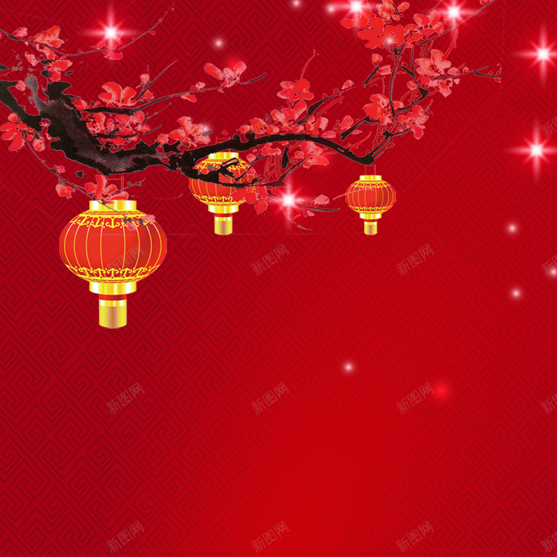 红色梅花灯笼背景jpg设计背景_新图网 https://ixintu.com 喜庆背景 春节背景 舞台背景 红色梅花 灯笼 背景 主图 春节 过年 中国风