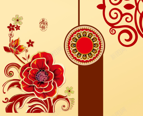 中国风花朵传统中秋节背景素材背景