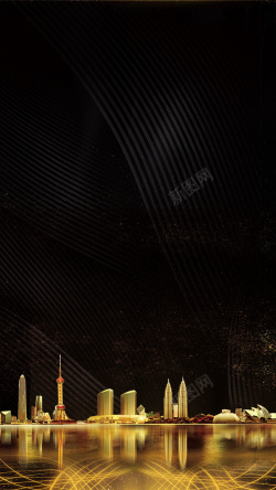 地产洋房树唯美欧式地产金色豪宅大气中式H5背景素材高清图片