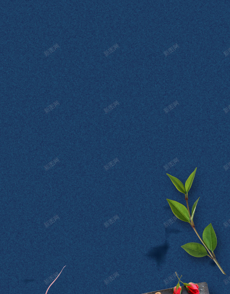 蓝色背景上的龙虾H5素材背景jpg设计背景_新图网 https://ixintu.com 蓝色背景 绿叶 美味 美食 龙虾 装饰 图案 H5素材 PSD背景 玫瑰花