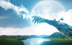 天空之境大地与天空之手高清图片