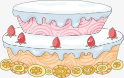 手绘彩色生日蛋糕素材