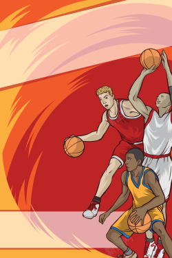 手绘冲篮板篮球体育海报背景高清图片