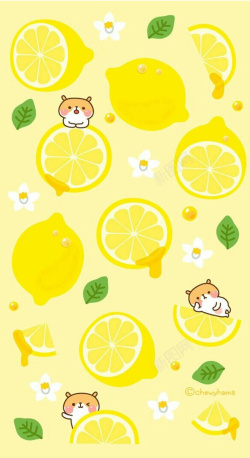 柠檬无缝背景黄色柠檬卡通设计背景高清图片