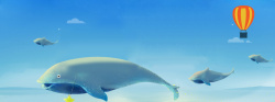 畅游海底夏天海底畅游卡通海豚蓝色背景高清图片
