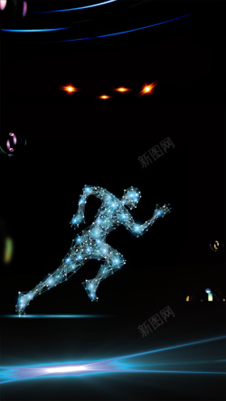 奔跑训练奔跑运动科技男H5背景素材高清图片