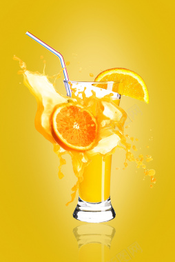 橙汁黄色创意海报PSD背景图背景