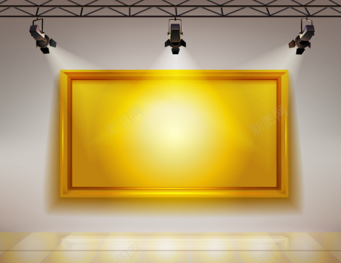 金色展板宣传栏聚光灯效果背景背景