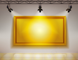 墙壁宣传金色展板宣传栏聚光灯效果背景高清图片