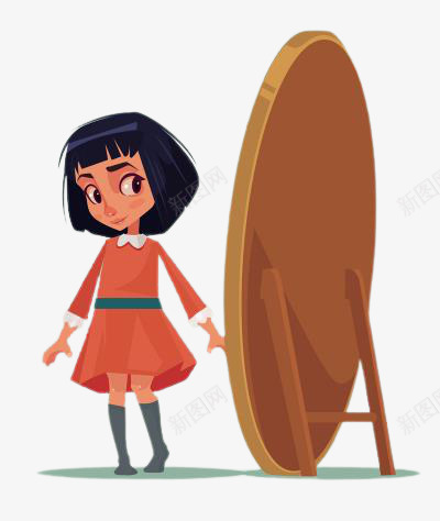 照镜子的女孩小女孩png免抠素材_新图网 https://ixintu.com 卡通 图片 小女孩 照镜子的女孩
